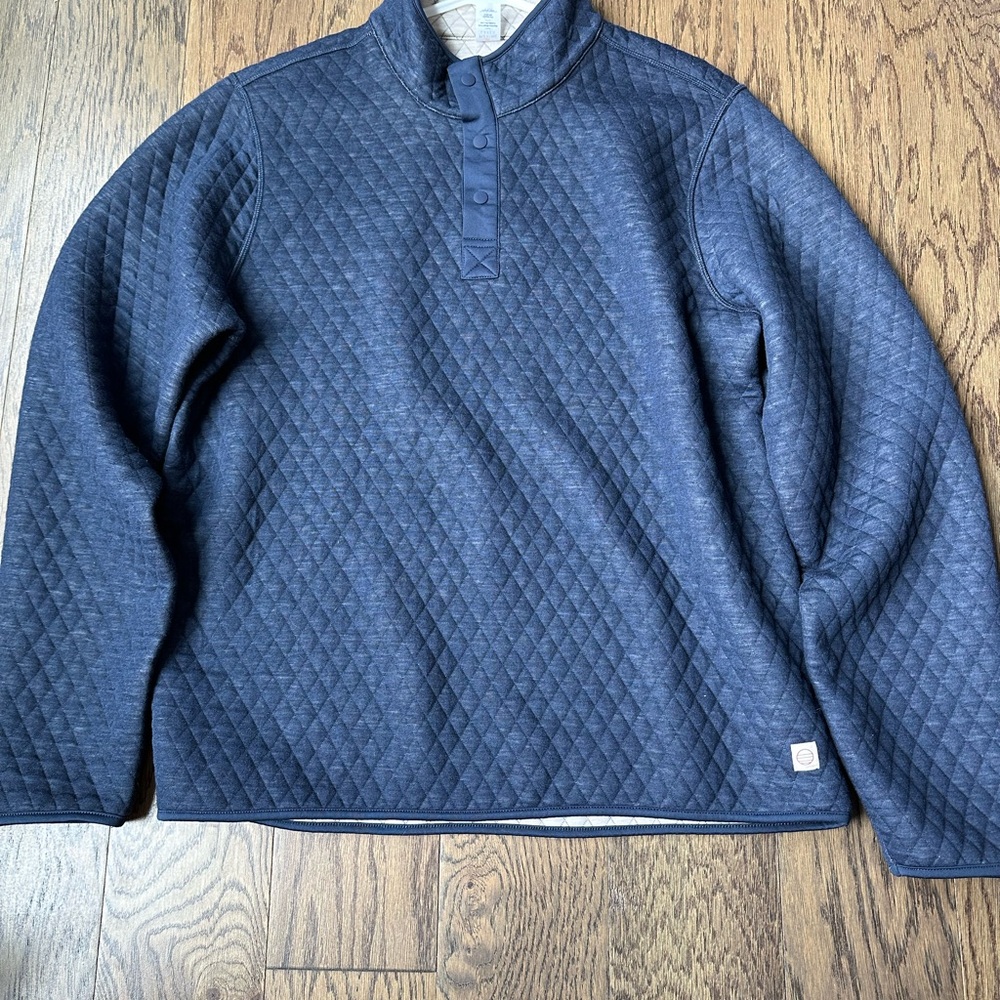 Marine Layer Quilted Blue Pullover